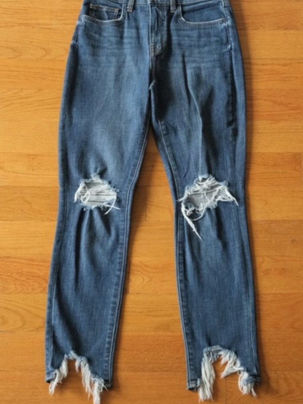 High Line High Rise Skinny Jeans Women Blue Distressed Frayed